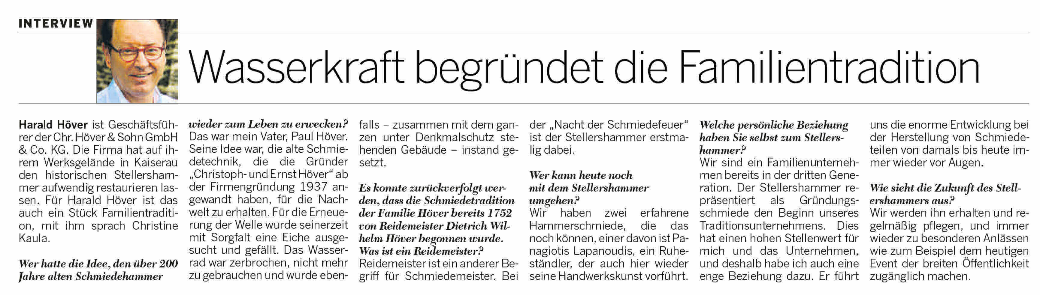 Artikel Nacht der Schmiedefeuer 2014 - 200 Jahre alter Schmiedehammer wieder zum Leben erweckt