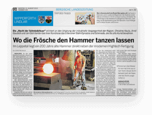 Beitrag Presse Nacht der Schmiedefeuer 300x227 - Oberflächenvergütung - Leppe-Edelstahl - Chr. Höver & Sohn | NRW